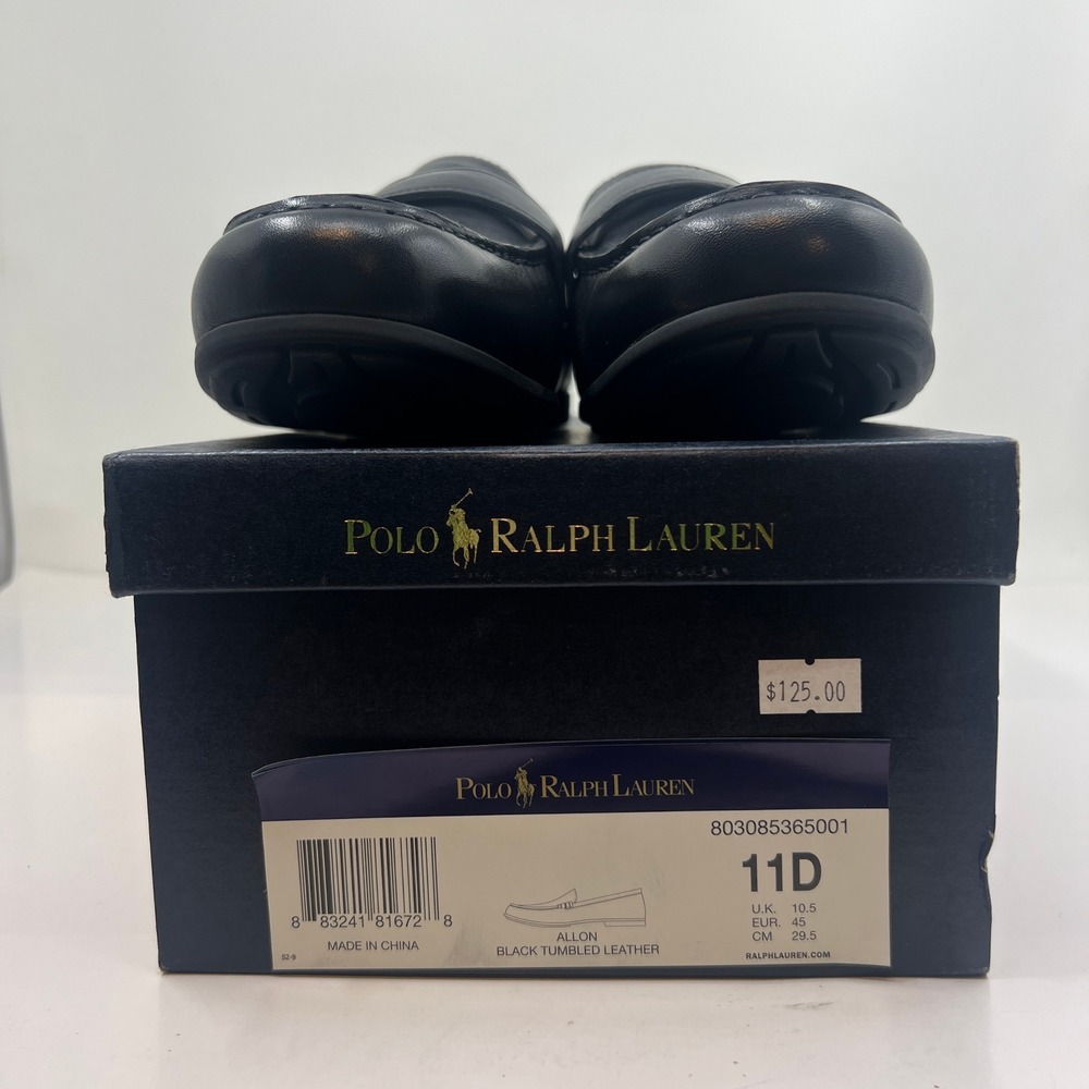 Polo Ralph Lauren Allon Loafers Men's 11D Black Tumbled Leather D-Ring Buckle - Picture 7 of 9